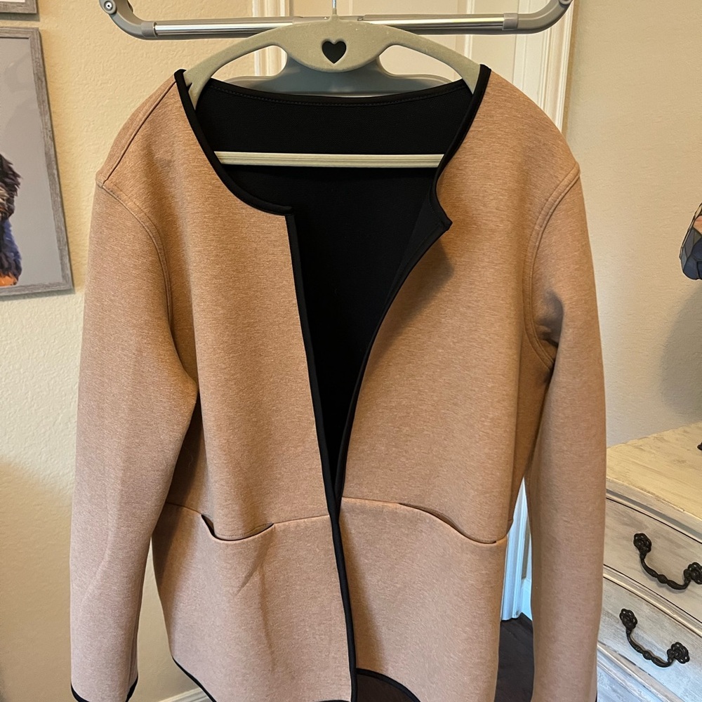 Chico's Tan Blazer with Black Accents